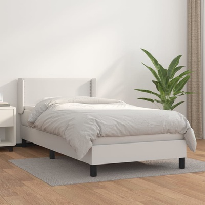 Petrashop 3130704 boxspring postel s matrací bílá umělá kůže