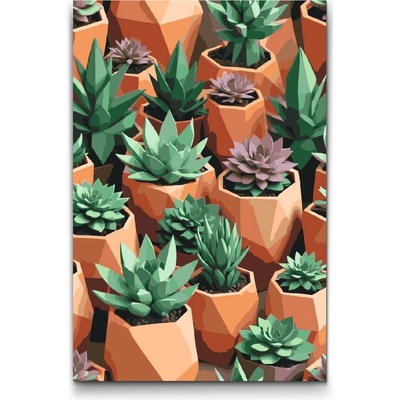 Vymalujsisam.sk Origami sukulenty Veľkosť 40 x 60 cm Rám Bez rámu iba zrolované plátno