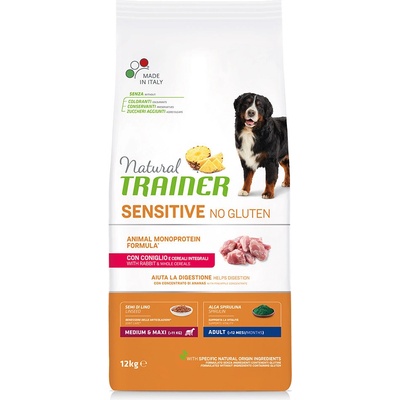Natural Trainer Sensitive No Gluten Adult Medium & Maxi Single Protein s králíkem 12 kg