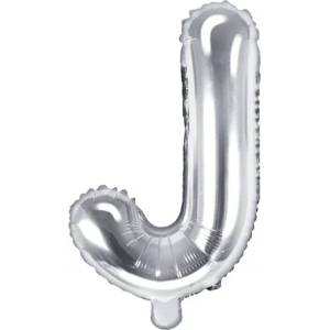 PartyDeco Балон от фолио Mini - Буква J 35см сребърен