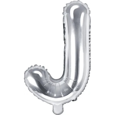 PartyDeco Балон от фолио Mini - Буква J 35см сребърен