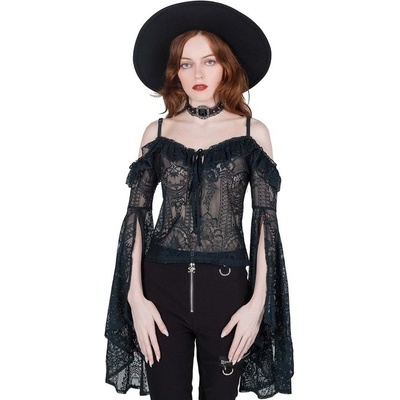 KILLSTAR Breathless Lace Bardot černá