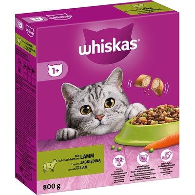 Whiskas 800 г 1+ Whiskas, суха храна за котки с агнешко