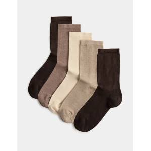 Marks & Spencer 5 чифта супермеки високи чорапи Marks & Spencer кафяв Marks & Spencer | Kafyav | ЖЕНИ | 3-5
