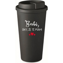 Giftela BABI, DÍKY, ŽE TĚ MÁM! černý termohrnek 475 ml