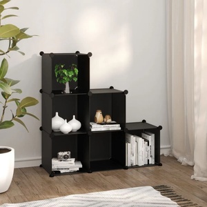 vidaXL Органайзер с кубични отделения, 6 куба, черен, PP (340548)