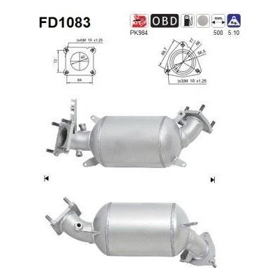 Filtr sazových částic, výfukový systém AS FD1083
