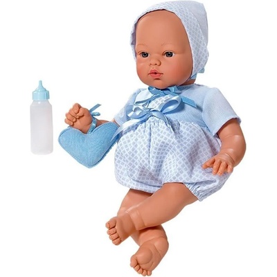 Кукла бебе Asi Dolls - Коке, със синьо костюмче и чантичка, 36 cm (0403531)