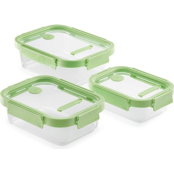 Lékué Контейнери за съхранение на храна, комплект от 3 бр. , правоъгълен, стъкло, Lékué (LKL3431000SURU017)