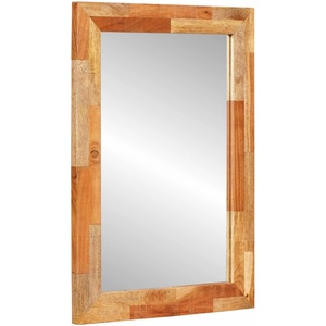 vidaXL Огледало за баня Дъб 50 x 70 x 2, 5 см Солидно мангово дърво (4018327)