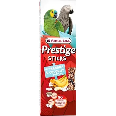 Versele-Laga Prestige Sticks Parrots Banana & Coconut topping- Лакомство за големи папагали - стикове с топинг с банан и кокос, 2х70гр