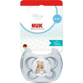 Nuk Perfect Match биберон залъгалка, силикон 0-6мес. 1бр. , AIR, Мечо Пух, сива (10175362)