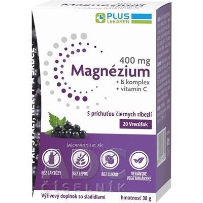 Plus Lekáreň Magnézium 400 mg + B komplex + vitamín C čierne ríbezle 20 vreciek