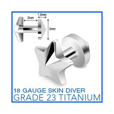 Šperky eshop titánový implantát "skin diver" s hvězdičkou C10.19