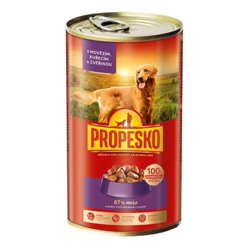 Partner in Pet Food Консерва за куче propesko 67% хапки месо, телешко, пиле и дивеч - 1, 240 кг