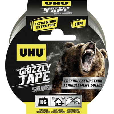 Uhu Grizzly Tape 51675 Páska so skleným vláknom 10 m x 49 mm strieborná 1 ks
