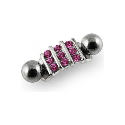 Šperky4U Stříbrný piercing do pupíku se štítem růžové zirkony BP01165-P