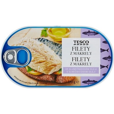 Tesco Filety z makrely v slnečnicovom oleji 170 g
