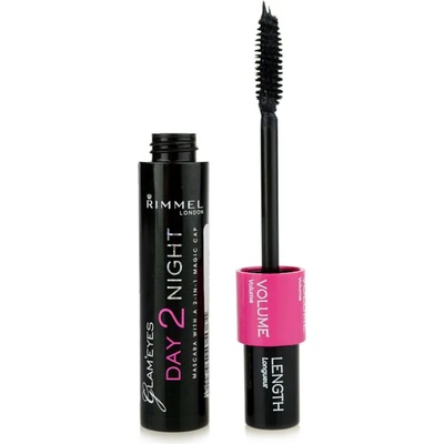 Rimmel Glam´ Eyes Day 2 Night спирала за удължаване и сгъстяване на миглите 2 в 1 цвят 001 Black 9.5ml