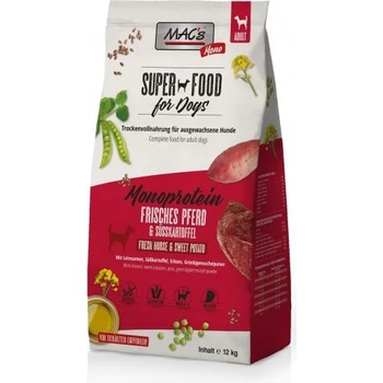 MAC's Mac’s Monoprotein Dog Adult GRAIN FREE - висококачествена храна за пораснали кучета от всички породи, податливи на алергии, с конско месо, 12 кг - Германия - 90360