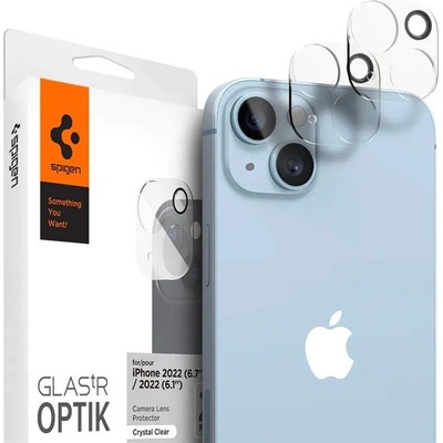 Spigen Optik Lens Protector 2 Pack - комплект 2 броя предпазни стъклени протектора за камерата на iPhone 14, iPhone 14 Plus (прозрачен)