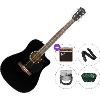 Fender CD-60SCE Black PACK Black Електро-акустична китара Дреднаут
