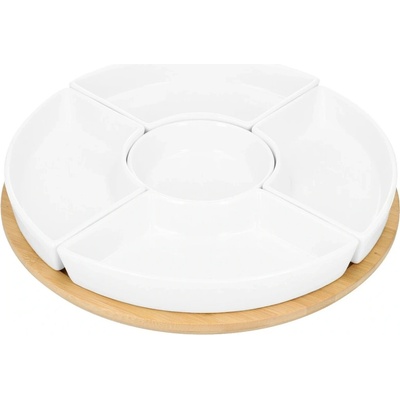 Homla Servírovací talíř FINCAN s bílými miskami a otočným podnosem 30 cm 984727