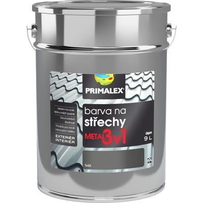 PRIMALEX Metal 3v1 farba na strechy 9L sivá