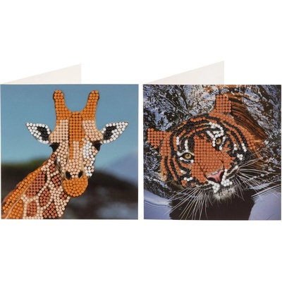 Диамантени Поздравителни Картички Животни- 2 броя, Кръгли мъниста
