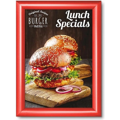 Jansen Display Klaprám A4 profil 25mm, barva RAL 3020 červená, 241 x 328 mm