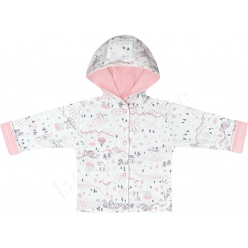 Baby Service Bavlnený obojstranný kabátik s kapucňou Mestečko Ružový