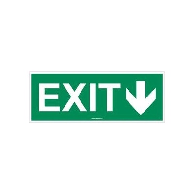 EXIT se šipkou - bezpečnostní tabulka s dírkami, plast 2 mm 300x120 mm