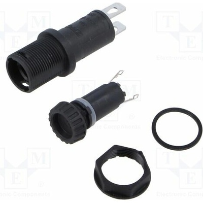 SCHURTER 3101.0125 Zásuvka; 5x20mm; 10A; 250VAC; FPG2; na panel; černá; UL94V-0; IP67