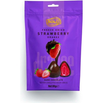 Freeze Dried Strawberry Dragee Lyofilizované celé jahody v hořké čokoládě 80 g