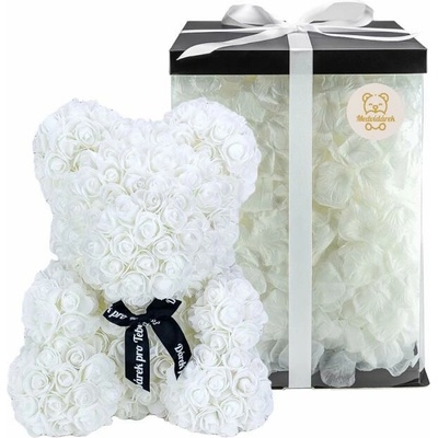 Medvídárek BIG Romantic medvedík z ruží 40cm darčekovo balený - biely