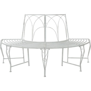 vidaXL Дървесен бенч 4 -местен 160 x 80 x 89 см steel Антично бяло (42029520)