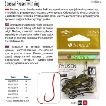 MIKADO HOOK SENSUAL RYUSEN W/RING RED vel.2 10 ks