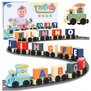 LEAN Toys Educational Train Blocks To Assemble Letters Numbers Colorful 16 pcs
