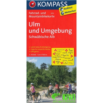 Ulm und Umgebung, Schwäbische Alb 1:70 t. laminovaná