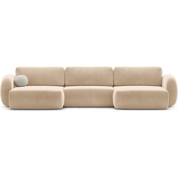 Cosmopolitan Design Бежов кадифен сгъваем/с място за съхранение ъглов диван (U форма) Tonale - Cosmopolitan Design (COS_UF_121_F1_TONALE2)