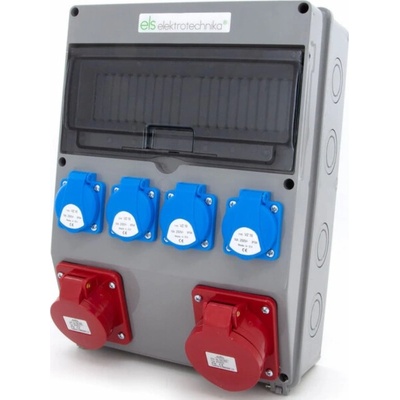 ELS Elektrotechnika Rozvaděč budov 32A/5 + 16A/5 + 4*GS 230V, zapojený, nevybavený, stacionární kryt, okno 12M, 12NO411