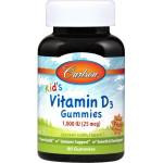 Carlson Labs Kid's Vitamin D3 Gummies 1000 IU [60 желирани бонбони] Плодов Пунш