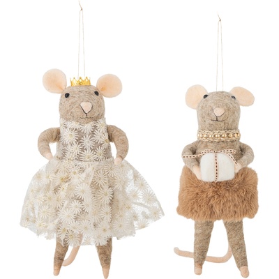 Bloomingville Peo XL коледни украшения, мишки, бежови (82061879)