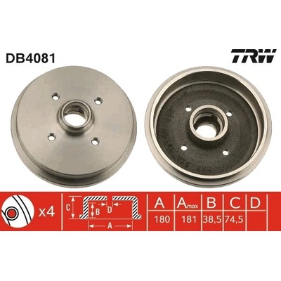 Brzdový bubon TRW DB4081
