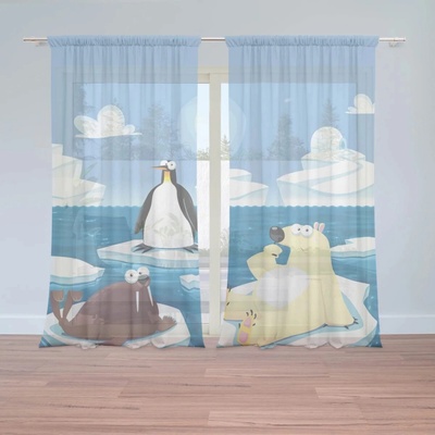 Sablio Záclony Ľadové zvieratká: 2ks 150x250cm