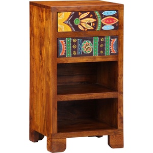 vidaXL Цветна крайна маса с чекмедже Кафяво 40 x 35 x 75 см (4016527)