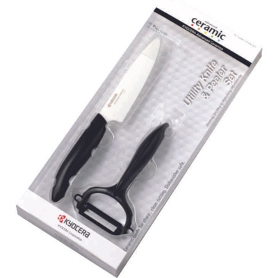 KYOCERA (Kyoto Ceramics - Япония) Комплект керамичен нож с белачка KYOCERA - черен (Kyocera FK-110 WH-BK + CP-10-NBK)