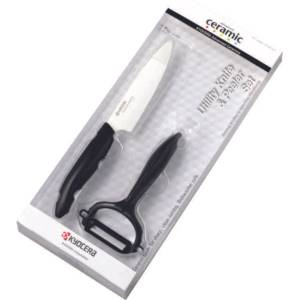 KYOCERA (Kyoto Ceramics - Япония) Комплект керамичен нож с белачка KYOCERA - черен (Kyocera FK-110 WH-BK + CP-10-NBK)