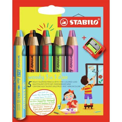 STABILO woody 3 in 1 duo 5 ks s ořezávatkem
