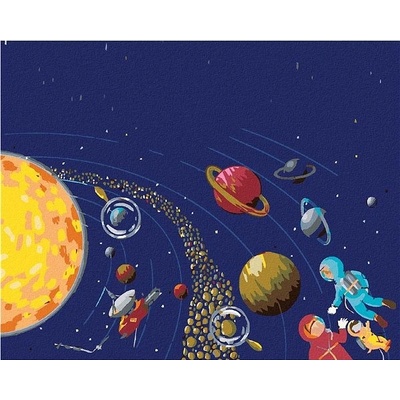 zuty Malování podle čísel Vesmír a kosmonauti 50 x 40 cm vypnuté plátno na rám
